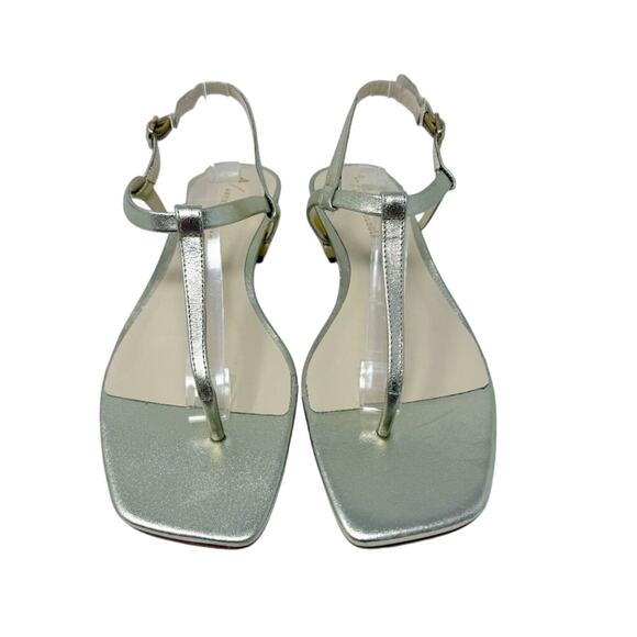 NWOB Anthro Metallic Gold Leather Low Heel Sandals Women's Size 7 Made in Brazil - Picture 2 of 9